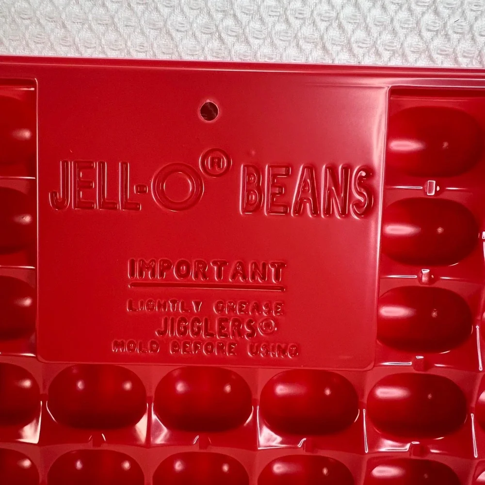 VTG Jell-O Beans Jigglers Molds Red Plastic Jelly Bean Jello Shot Trays Lot of 2